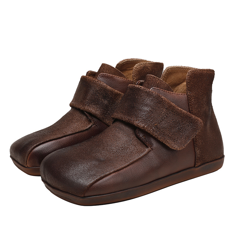 Genuine Leather Soft Sole Antique Finish Short Boots