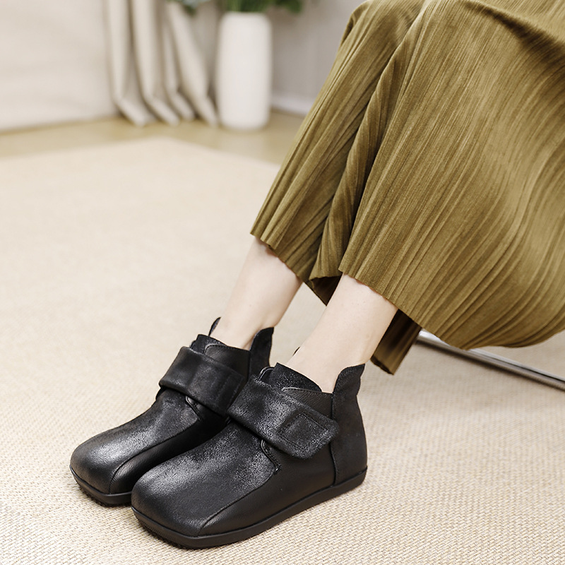 Genuine Leather Soft Sole Antique Finish Short Boots