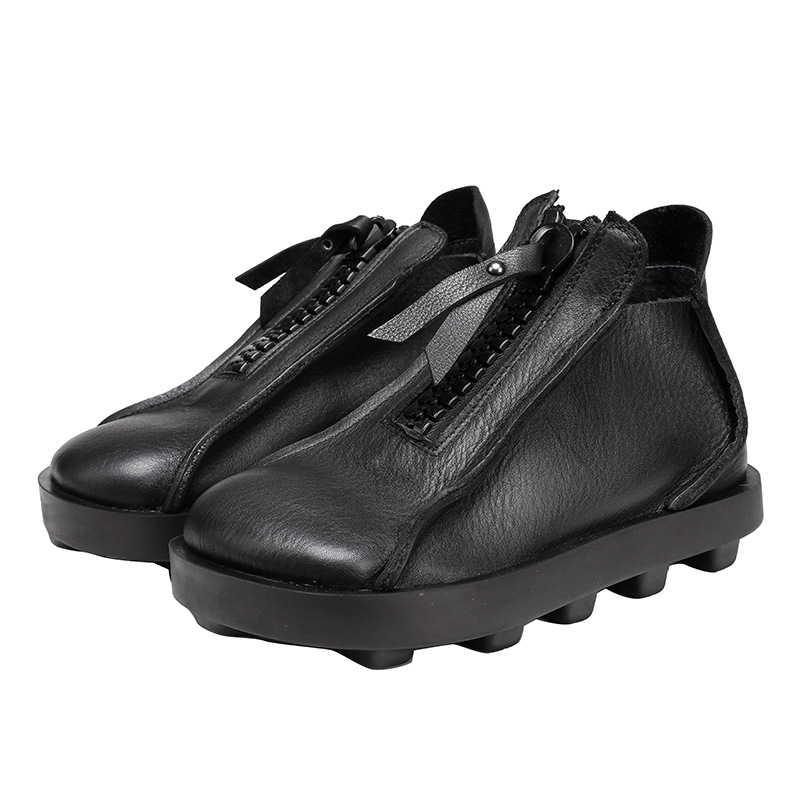 Vintage Hand-Antiqued Cowhide Ankle Boots