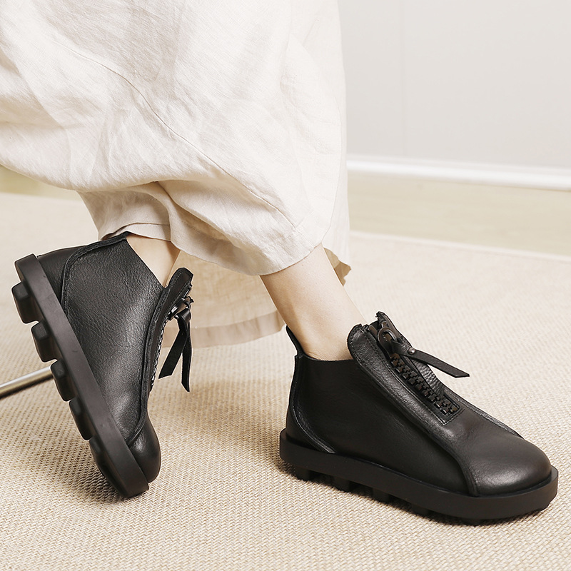 Vintage Hand-Antiqued Cowhide Ankle Boots