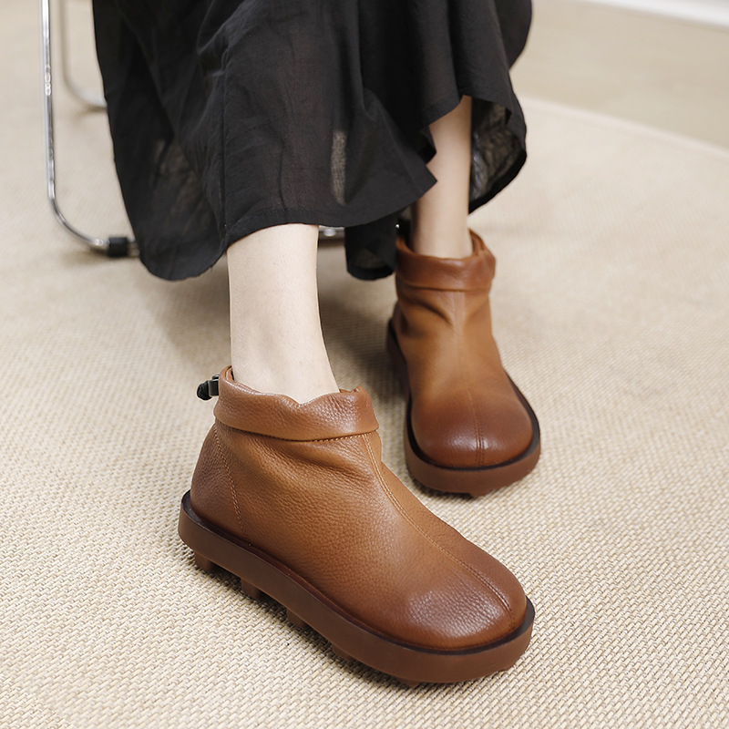 Soft Sole and Upper Genuine Leather Vintage Short Boots