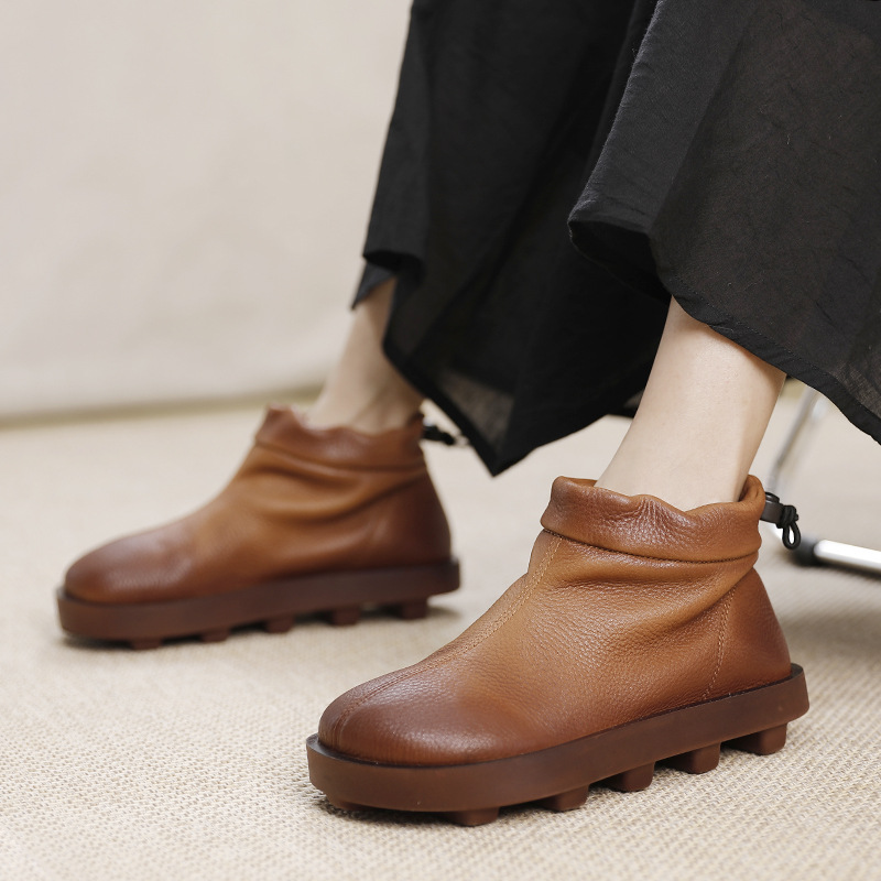 Soft Sole and Upper Genuine Leather Vintage Short Boots