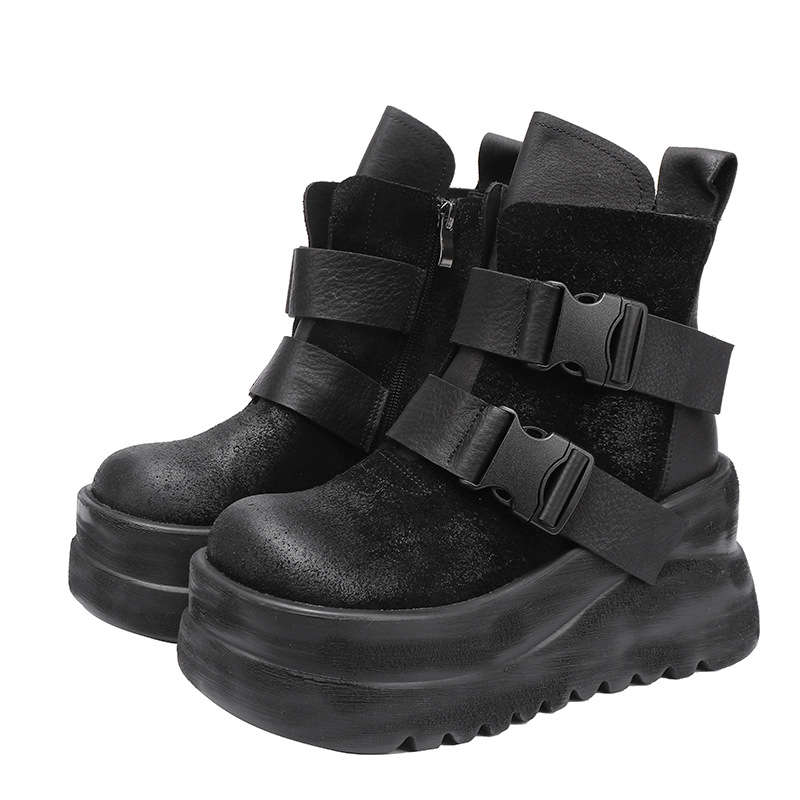 Burnished Cowhide Vintage Handmade Belt Buckle Short Boots