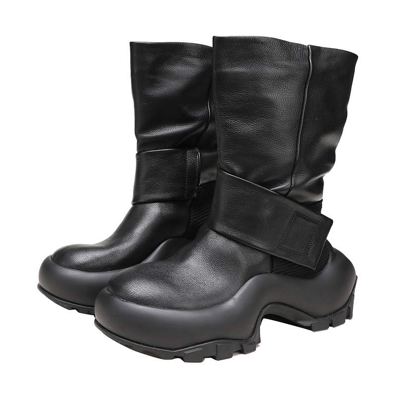 British Style Genuine Leather Comfort Thick Sole Soft Cowhide High Boots