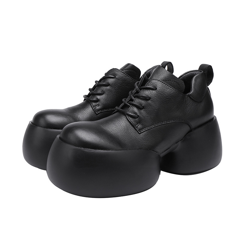 Vintage Round Toe Lace-Up Chunky Heel Short Boots