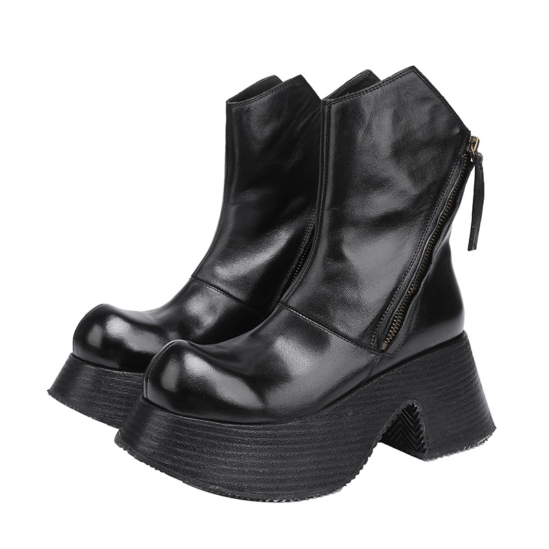 Mallard Color Coarse Heel High Heel Short Boots