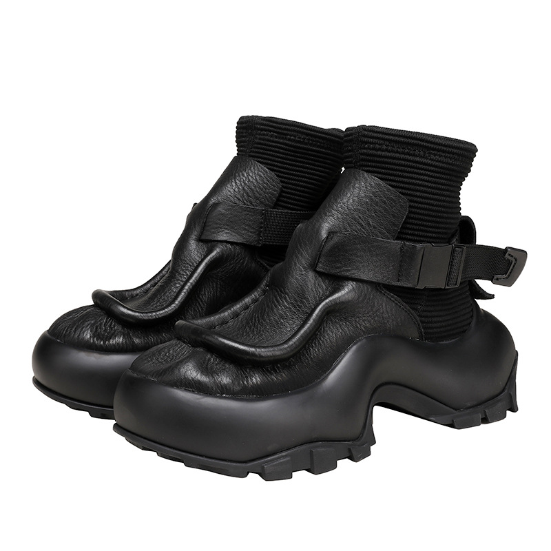 Round Toe Thick Sole Oxford Style Short Boots for Women