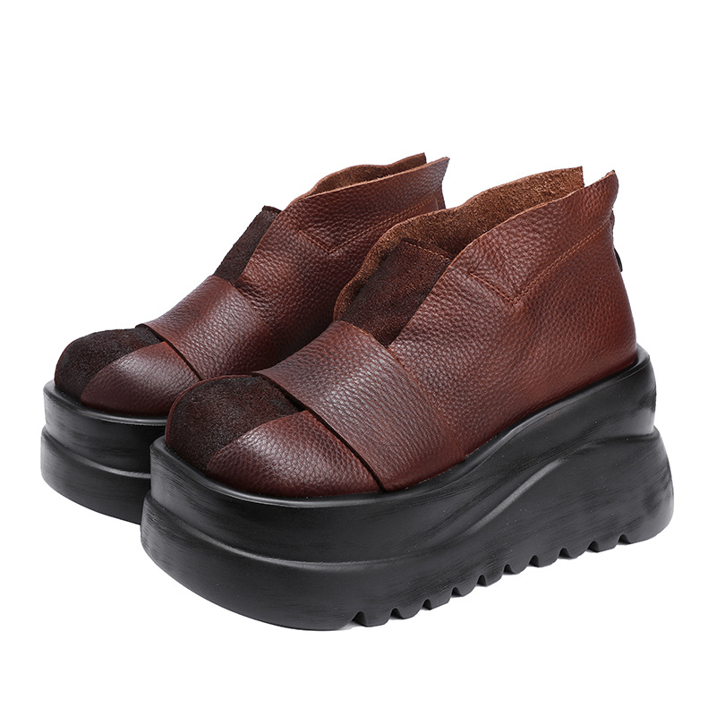 Vintage Casual Thick Sole Round Toe Short Boots