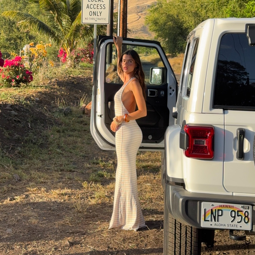 Striped Halter Bodycon Dress with Cut-Out Back