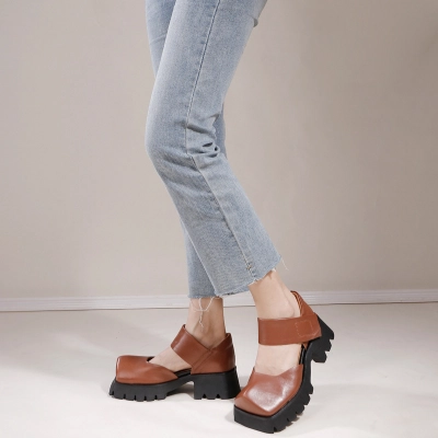 Thick Heel Hook and Loop All-Season Women's Shoes 02