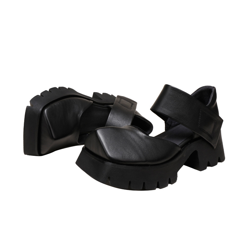 Thick Heel Hook and Loop All-Season Women's Shoes