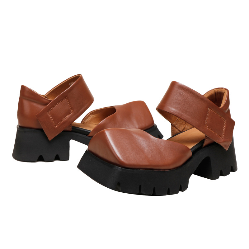 Thick Heel Hook and Loop All-Season Women's Shoes