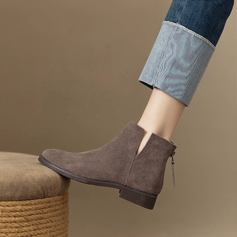 Flat Vintage Round Toe Suede Comfort Ankle Boots for Women
