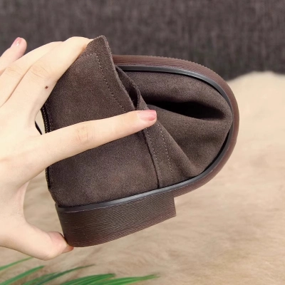 Flat Vintage Round Toe Suede Comfort Ankle Boots for Women 02