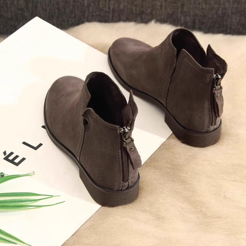 Flat Vintage Round Toe Suede Comfort Ankle Boots for Women