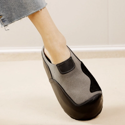 Retro Toe-Cap Hidden Heel Color-Block Stylish Casual Slippers for Women & Men 02