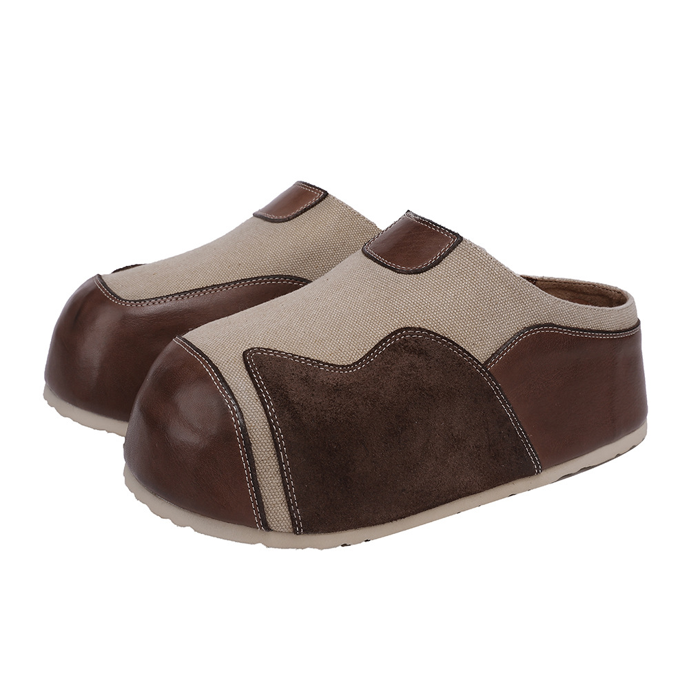 Retro Toe-Cap Hidden Heel Color-Block Stylish Casual Slippers for Women & Men