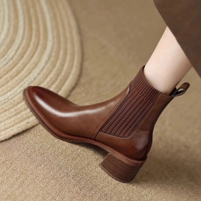 Versatile Mid Heel Chunky Ankle Sock Boots for Women 02