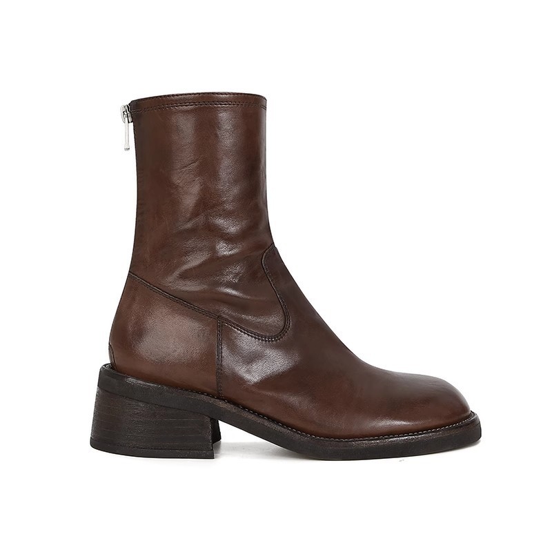 Women's British Style Genuine Leather Slim Fit Sock Boots – Autumn/Winter New Arrivals