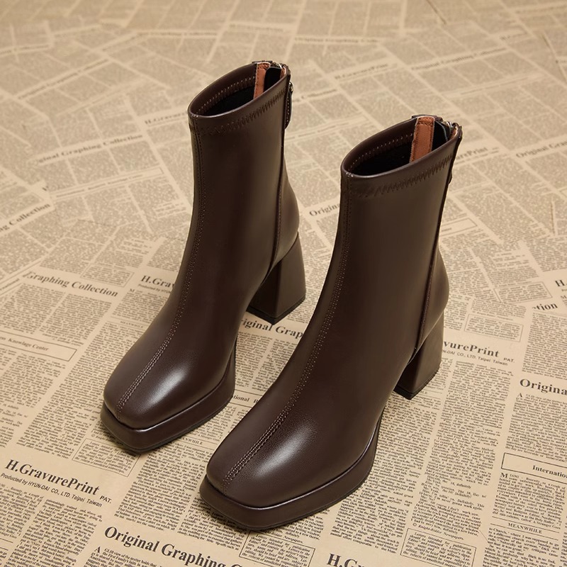 Women's Square Toe High Heel Ankle Boots – Elevate Your Style