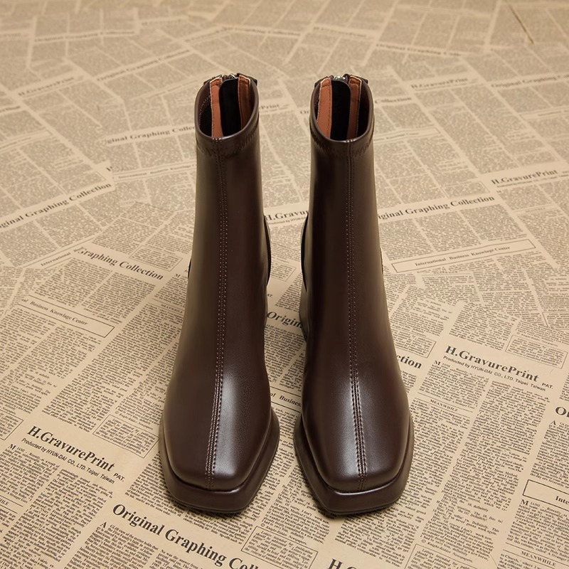 Women's Square Toe High Heel Ankle Boots – Elevate Your Style