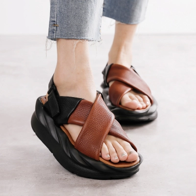 Women's Vintage Color-Block Soft Sole Comfort Walking Casual Leather Shoes 01