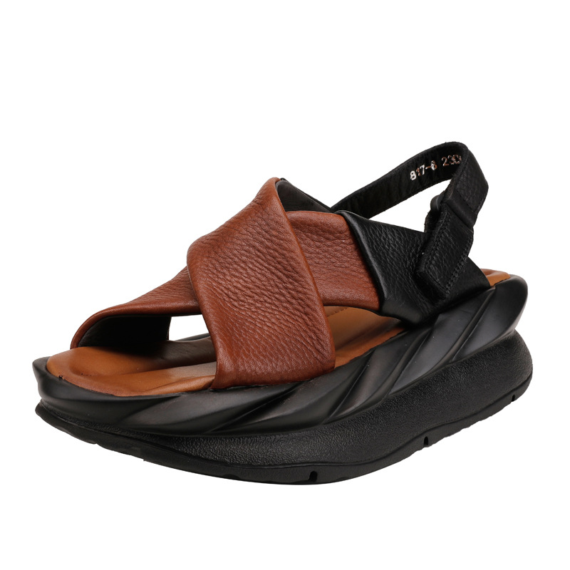 Women's Vintage Color-Block Soft Sole Comfort Walking Casual Leather Shoes