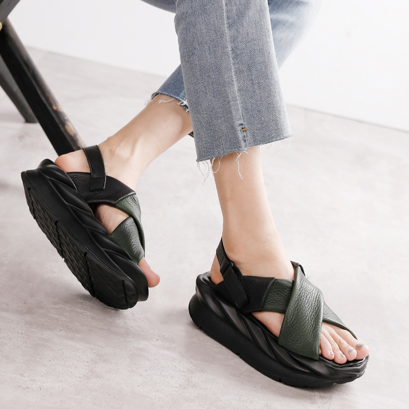 Women's Vintage Color-Block Soft Sole Comfort Walking Casual Leather Shoes