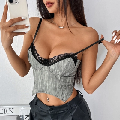 Seductive Lace Pure Temptation Fishbone Bustier Crop Top – Trendy Sexy Vest for Women 01
