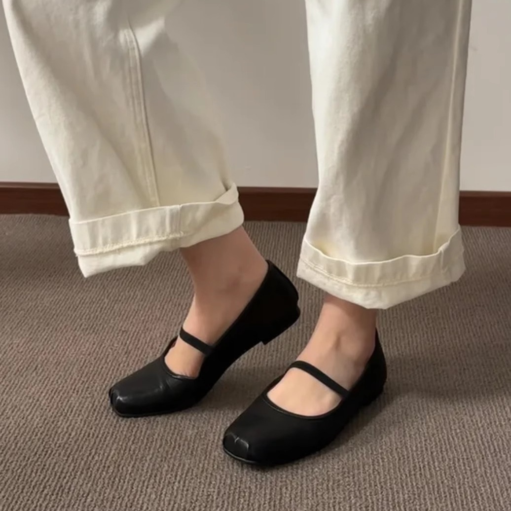 Genuine Leather French Style Mary Jane Flat Loafer – Vintage Inspired Women’s Shoes