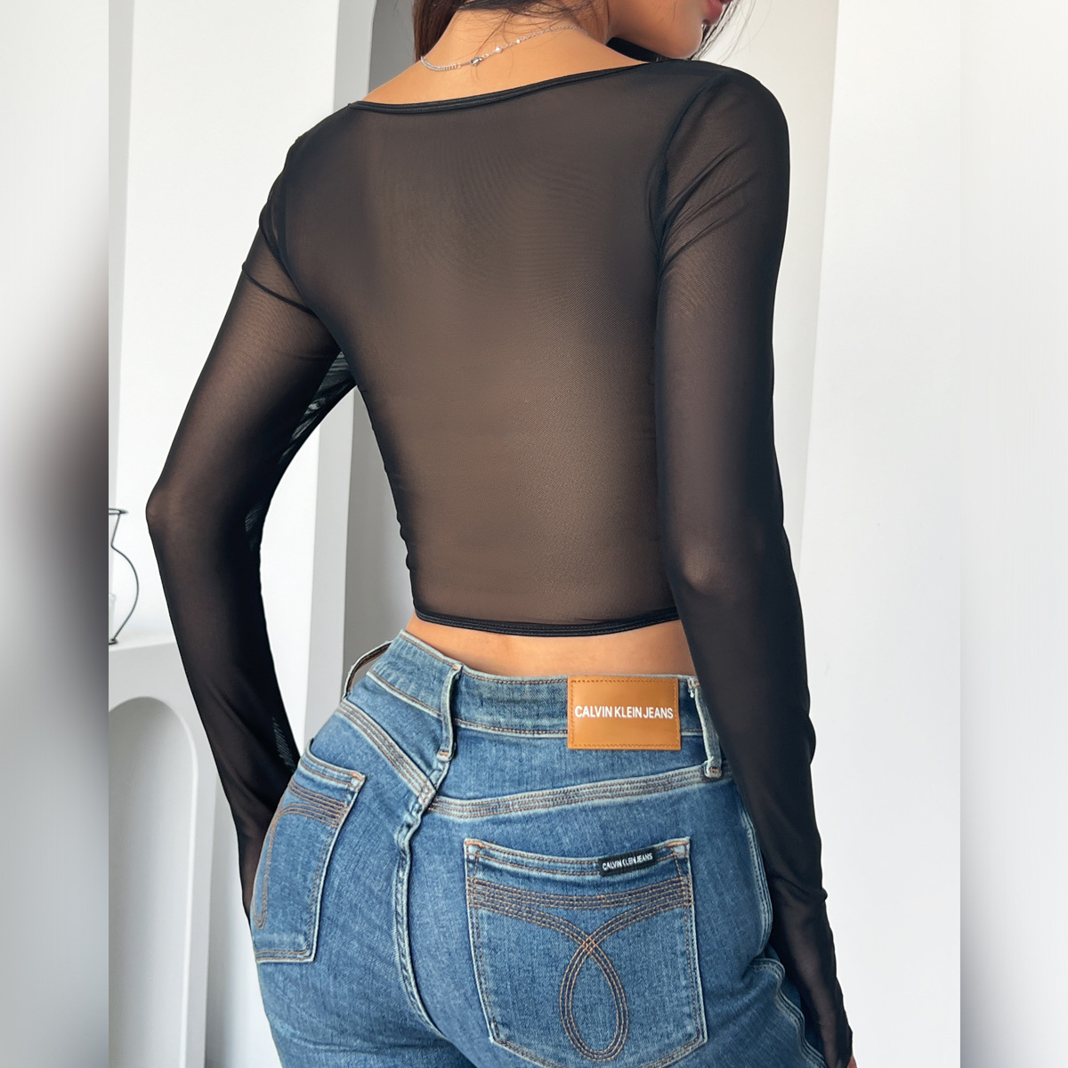 Edgy PU Leather Halter Fishbone Corset with Rhinestone & Mesh Detailing for Women