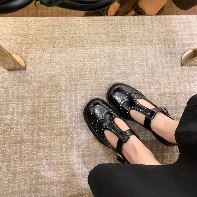 Vintage Embossed Mary Jane Loafers for Women – Square Toe Block Heel T-Strap Soft Sole Shoes 2025 Autumn Collection 02