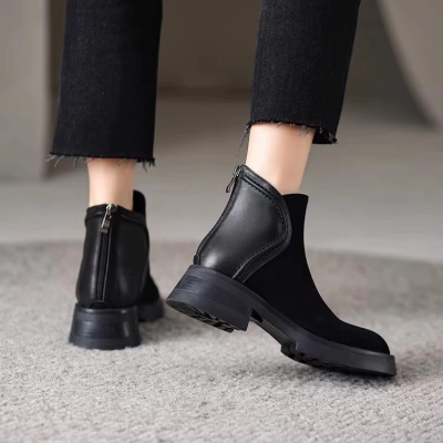 British Style Genuine Suede Leather Martin Boots for Women – Block Heel & Mid Heel Options 2025 Autumn Winter New Arrival 02