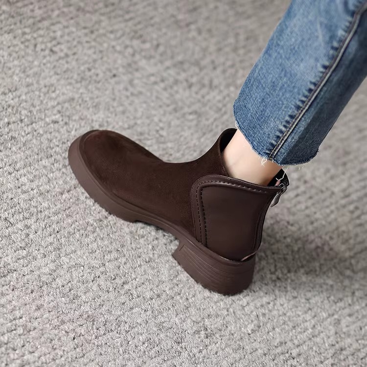 British Style Genuine Suede Leather Martin Boots for Women – Block Heel & Mid Heel Options 2025 Autumn Winter New Arrival