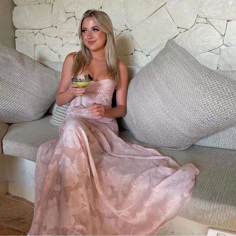 Sexy Sheer Beach Resort Fit-and-Flare Dress with Floral Print – Women’s Summer Party Dress 2025 New Arrival