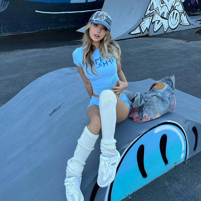 American Girlie Letter Print Crop Top & Bodycon Skirt Set – Sweet & Seductive Y2K Trendy Outfit for Women 2025 Summer New Arrival