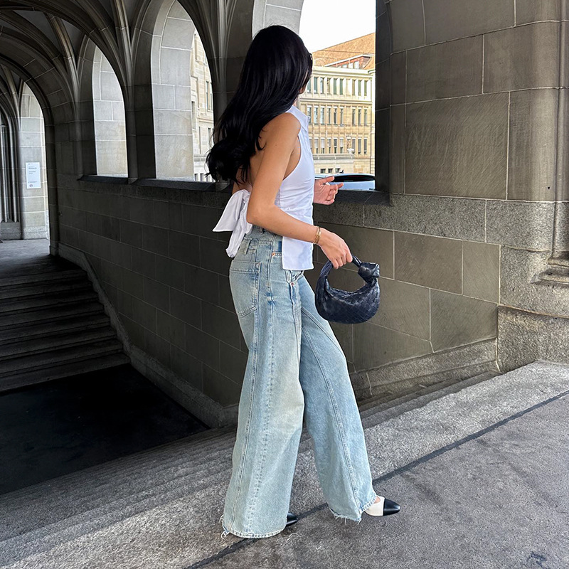 Sleeveless Collarless Halter Neck Solid Color Blouse for Women – Sexy Backless Ruched Waist Chic Top 2025 Summer New Arrival