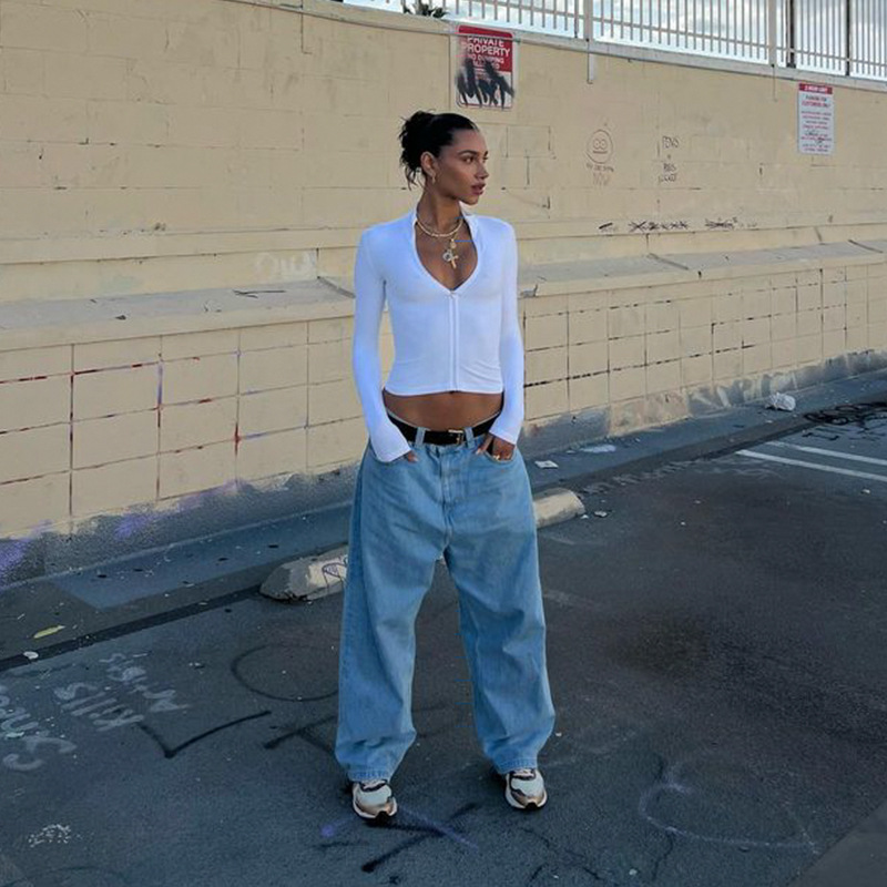 Long Sleeve Half Turtleneck Zipper Cardigan Crop Top – Sexy Slim Fit Girlie Tee for Women 2025 Winter New Arrival