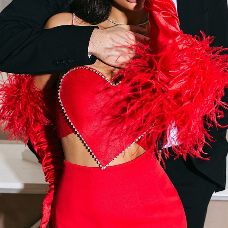 Sexy Heart Crystal Halter Crop Top – Flirty & Sparkly Tube Top