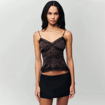 Leopard Print Sexy Lace Trim V-Neck Backless Cami Crop Top – Sweet & Seductive Tube Top 01
