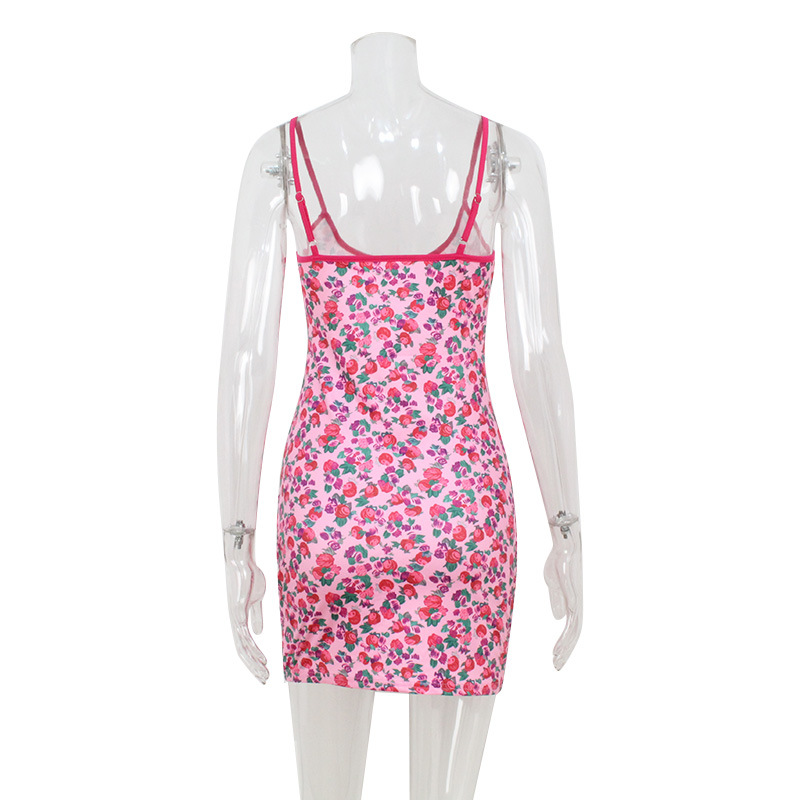 French Style Low-Cut Floral Summer Dress – Sweet and Sexy Strappy Bodycon Midi Dress