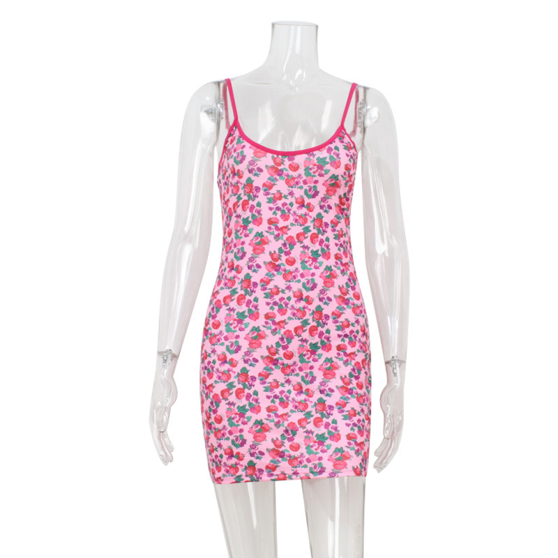 French Style Low-Cut Floral Summer Dress – Sweet and Sexy Strappy Bodycon Midi Dress