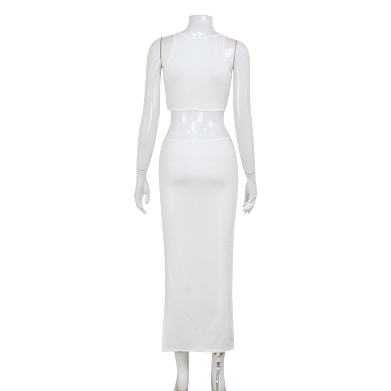 Hot Sleeveless Cutout Club Dress with Metal Detailing – Sexy Split Long Gown