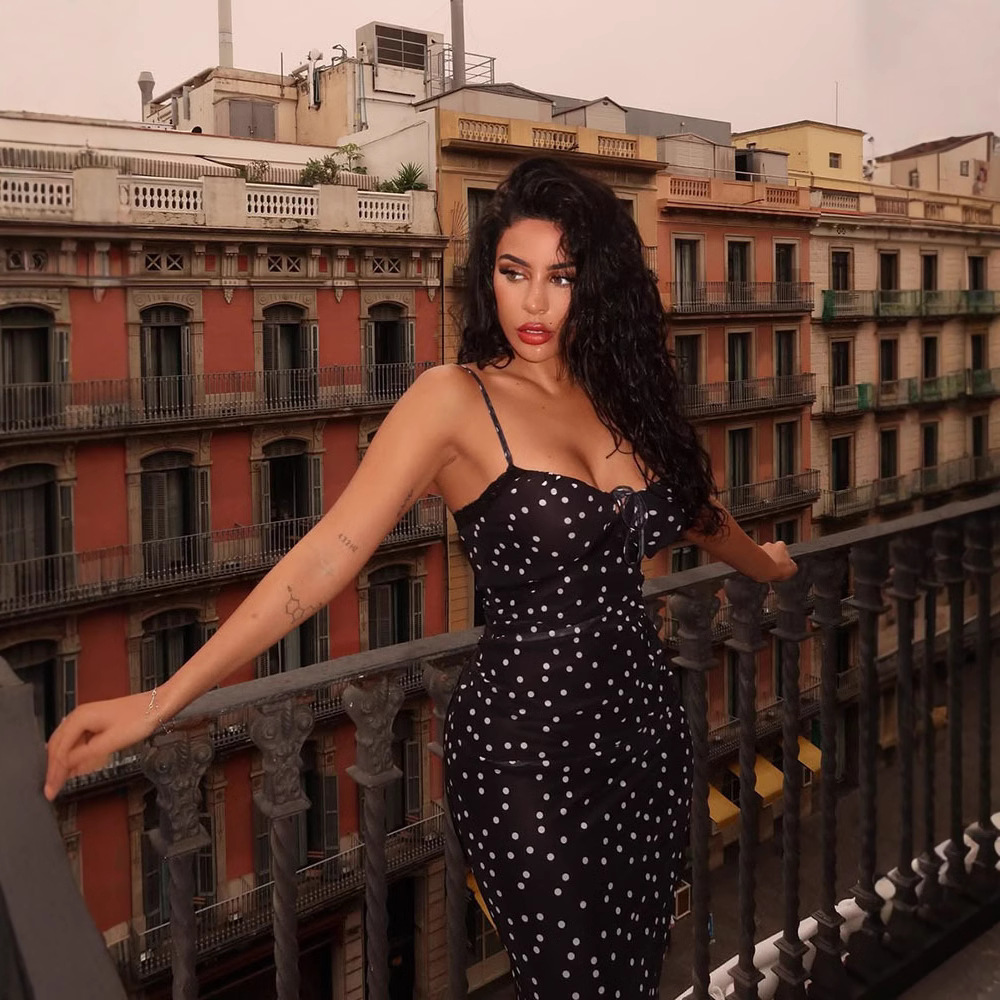 Cool Vacation Style Women’s Strapless Backless Polka Dot Print Bodycon Midi Dress – Trendy Summer Dress