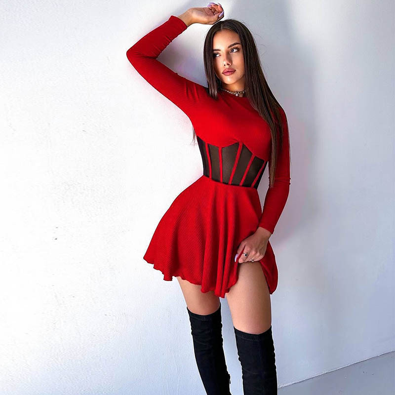 copy of copy of Sexy Lace Trim Bodycon Strap Dress with Sleeve Cuffs – Seductive Lingerie Style Outfit for Night, Date & Party Wear