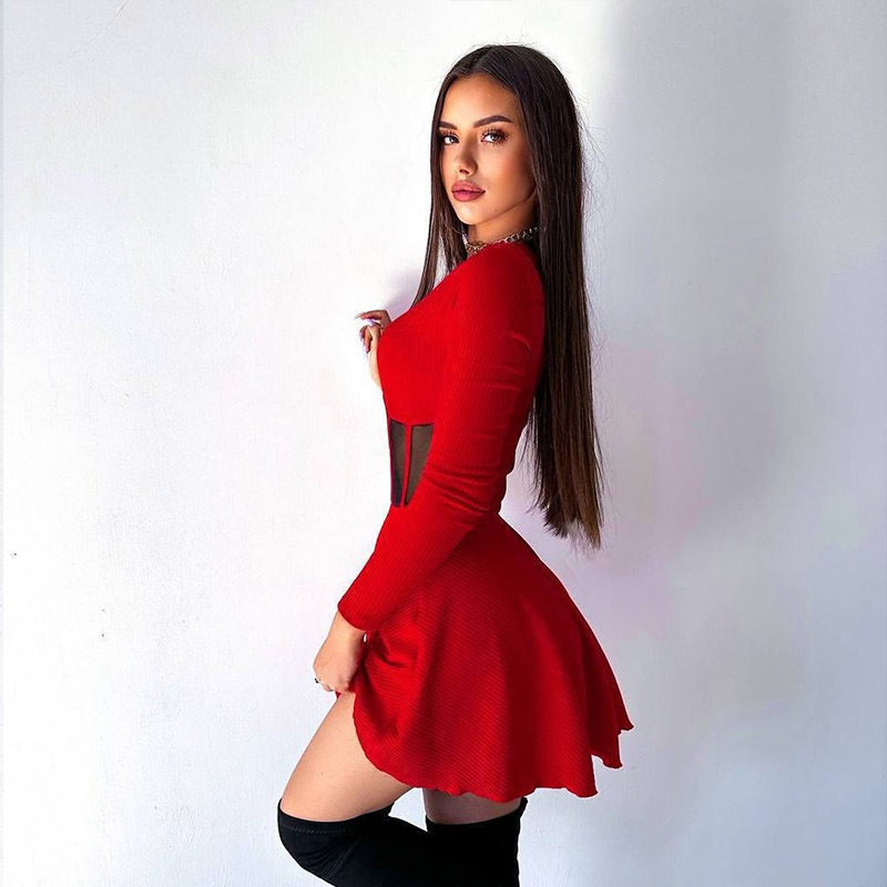 copy of copy of Sexy Lace Trim Bodycon Strap Dress with Sleeve Cuffs – Seductive Lingerie Style Outfit for Night, Date & Party Wear