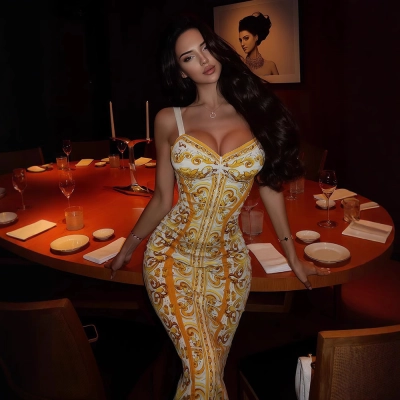 V-Neck Printed Bodycon Strapless Midi Dress – Sexy Style Slimming Fit Dress for Party, Date, Night Outc 02