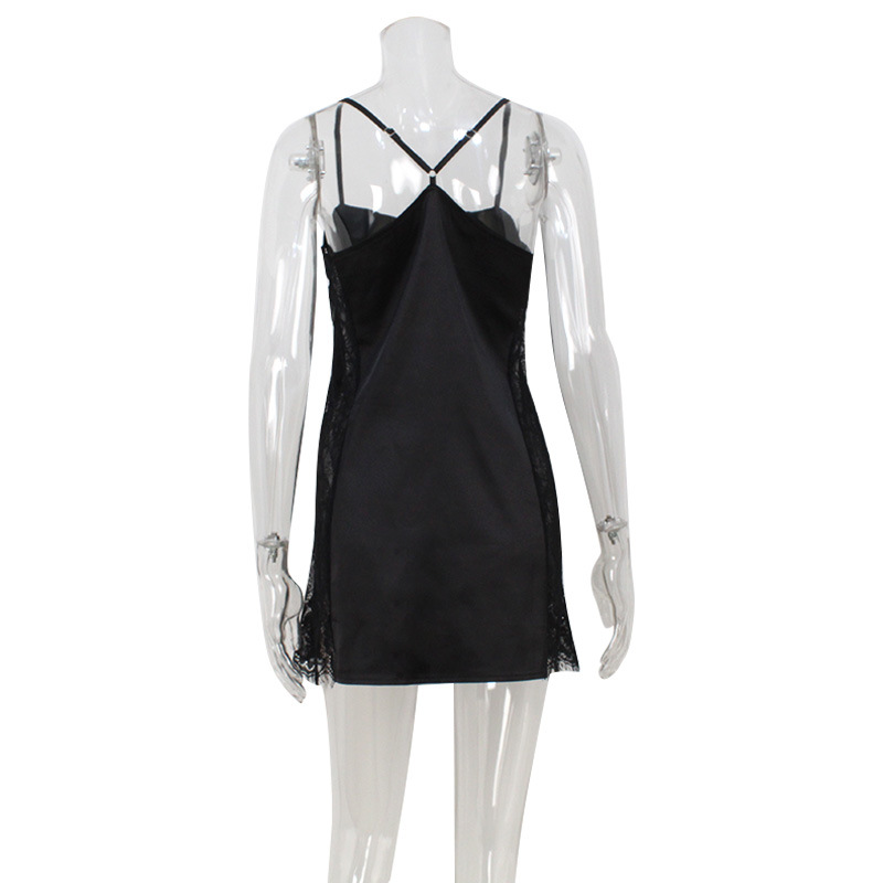 Sheer Tulle & Satin Halter Neck Open Back Dress – Sexy Lingerie-Inspired Mini Dress for Club, Date Night & Photo Shoot