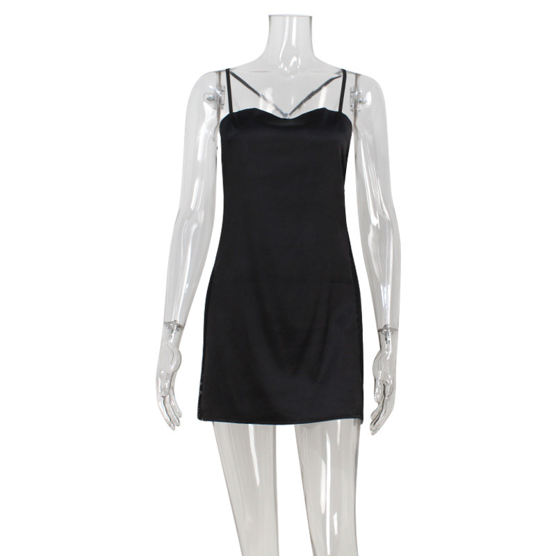 Sheer Tulle & Satin Halter Neck Open Back Dress – Sexy Lingerie-Inspired Mini Dress for Club, Date Night & Photo Shoot