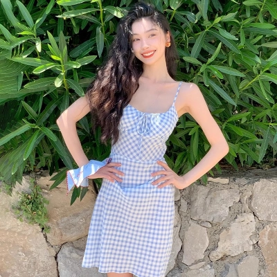 French Chic Gingham Strapless Midi Dress – Elegant & Seductive Women’s Summer Dress for Vacation, Date & Photo Shoot 02